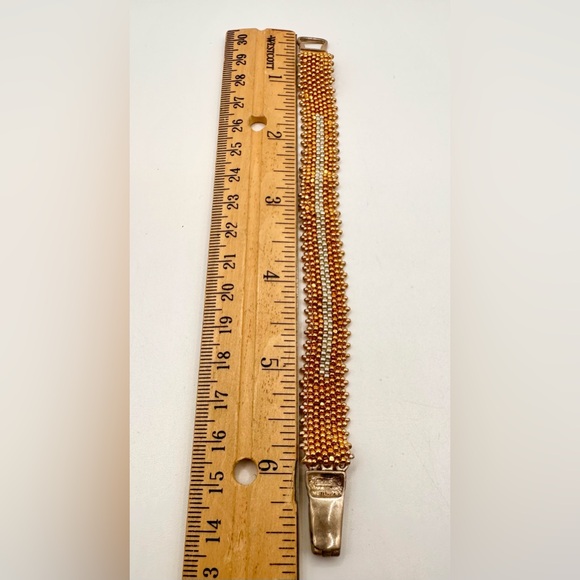 New Elegant Thin Sterling Silver & Gold Bead Bracelet, Excellent Condition - Picture 9 of 13